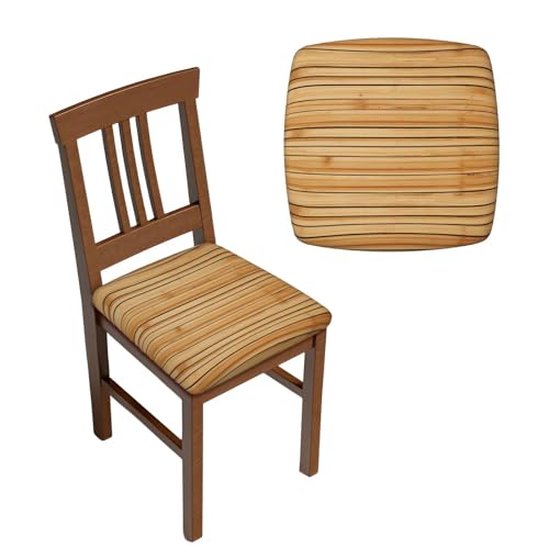 4PCS Dining Chair Covers for Dining Room Bamboo Board Texture Chair Seat Cover Stretch Parsons Chair Slipcover Removable Washable Seat Cushion Slipcovers Cover for Kitchen Office