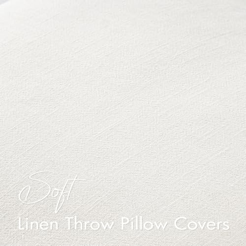 EMEMA Decorative Linen Throw Pillow Covers 20x20 Inch Cream