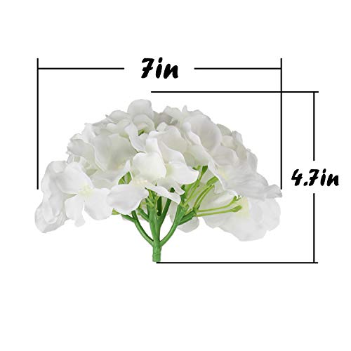 Silk Hydrangea Heads Artificial Flowers Heads with Stems for Home Wedding Decor,Pack of 10 (White)