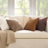 MIULEE Boho Farmhouse Throw Pillow Covers 18x18 Inch Set of 4 Rustic Mordern Neutral Cushion Covers Soft Corduroy Nordic Home Decor for Couch Bed Sofa Living Room Brown