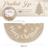 AerWo Christmas Tree Skirt 36 Inch, Burlap Tree Skirt Printed with White Snowflake and Merry Christmas Decor, Brown Tree Skirt for Christmas Decorations New Year Holiday Party Supply Indoor Outdoor