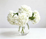 PARTY JOY 5PCS 15.4In Artificial Hydrangea Silk Flowers Bouquet Faux Hydrangea Stems for Wedding Centerpieces Home Decor (White, 5)