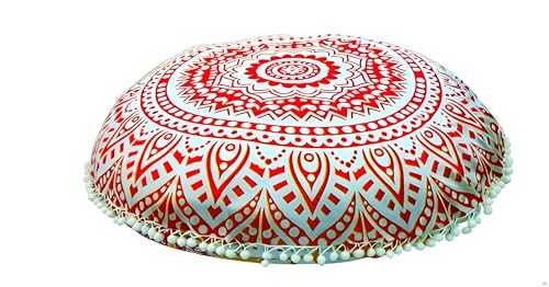 CRAFT KALA Meditation Cushion Cover - Comfortable Floor Pillow Cover - Meditation Pillow Cover - Large Floor Cushion Cover Seating for Adults - Yoga Bolster Cover 32" Orange-Yellow Ombre