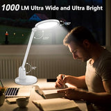 Desk Lamps for Home Office with Stable Base, 1000LM Ultra Bright Eye-Caring Desk Light, 3000K-6000K Dimmable Table Lamp with Stepless Dimming & Timing Function for Work, Reading, Bedroom