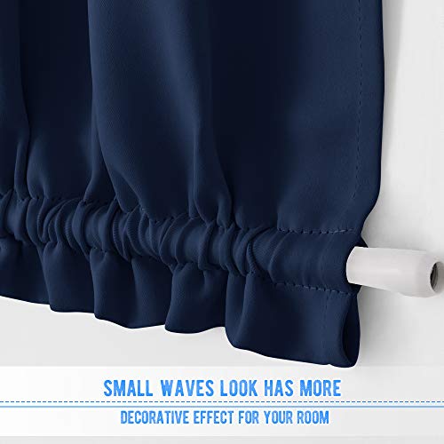 NICETOWN Blackout French Door Curtain - Thermal Insulated Side Door Window Curtain Panel Drape for Front Entry Way/Kitchen/Dining Room/Bathroom, Navy, 1 Panel, 25W by 72L inches