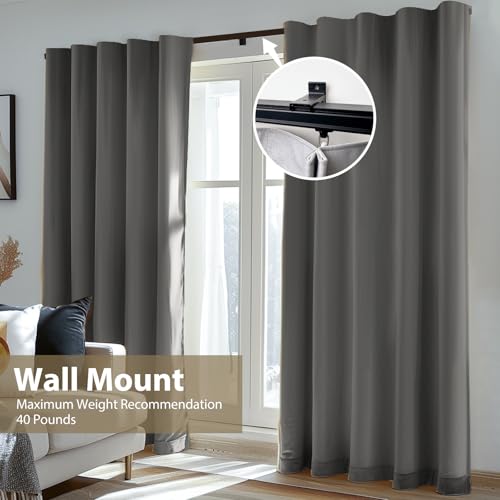 MaKefeile Ceiling Curtain Track,Curtain Track Wall Mounted,Ceiling Mount Rail Room Divider Tracks Extra Long Curtains Rod for Living Room Bedroom Patio Sliding Door Curtains with Clips,Black 9ft