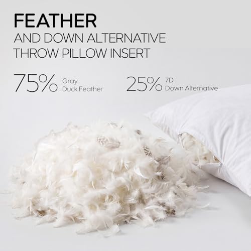 12x20 Feather Lumbar Pillow Insert, Decorative Throw Pillow Insert for Covers, Fuller Fit with Soft Support for Bed and Couch