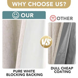H.VERSAILTEX Linen 100% Blackout Curtains for Bedroom Full Light Blocking Curtains, Textured Window Curtain for Living Room 84 inch Grommet, Energy Efficient Curtains White Liner(2 Panels, Natural)