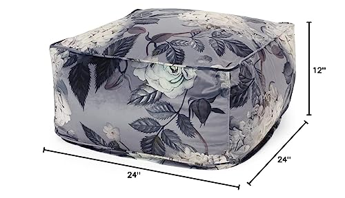 Christopher Knight Home Reigle Large Flower Print Pouf - Flower Print on Gray