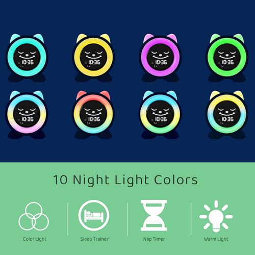 Toddlers Sleep Training Clock, Ok to Wake Clock with Red Green Light,Emoji,Nap Timer, Gift Idea for Toddler Girls Boys