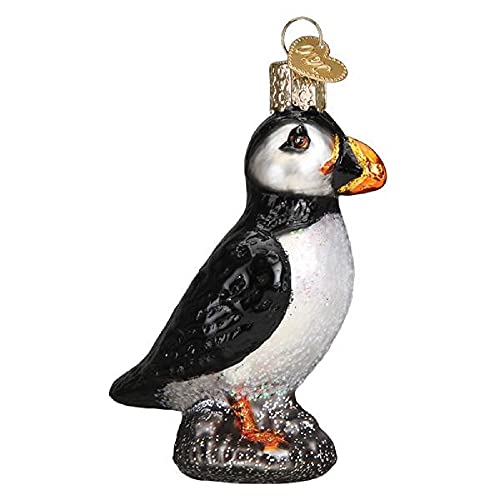 Old World Christmas Puffin Glass Blown Ornament for Christmas Tree, Handcrafted Holiday Decoration, Wildlife Animal Collection
