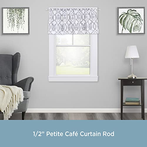 Kenney KN55970 Davenport Ball End Petite Café Decorative Window Curtain Rod, 28-48" Adjustable Length, Brushed Nickel Finish, 1/2" Diameter Steel Tube
