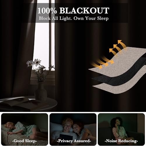 RYB HOME Blackout Doorway Curtain, Privacy Door Curtain for Closet, Thick Linen Thermal Insulated Room Darkening Grommets Drape for Front/Storage Room/Bedroom, Linen, W42 x L80, 1 Panel