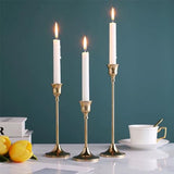 Taper Candle Holder Set of 6, Brass Gold Tall Candlestick Holders
