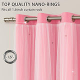 XiDi Pink Curtains for Bedroom Decor, Baby Pink Kids Blackout Curtains for Girls Room, Princess Unicorn Wall Decor Set of 1 Panel, 34x63 Inches