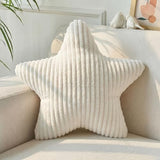 Qunclay 15" White Star Pillow Star Shaped Throw Pillows Decorative Soft Striped Faux Fur Plush for Couch Sofa Bed Modern Farmhouse Creamy Boho Aesthetic Home Bedroom Living Room Decor Boy Girl Gift