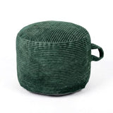 ele ELEOPTIO Round Stuffed Pouf Ottoman Corduroy Poufs with Foam Chunk Filling Pouf Foot Stool Storage Ottoman, 20 X 15 Floor Poufs Foot Rest for Living Room Green