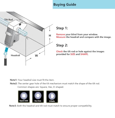 2pcs Low Profile Wand Tilter Mechanism with 7/32" Hexagon Shaped Gear Hook Connection for Low Rail Horizontal Wood and Faux Wood Blinds headrail