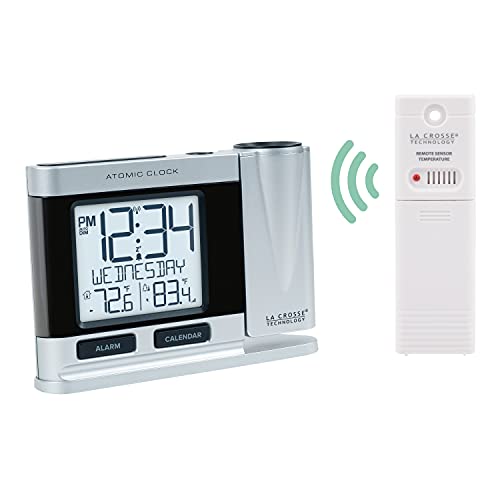 La Crosse Technology Atomic Projection Alarm Clock with Temperature | Wireless Digital Thermometer