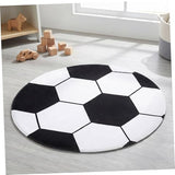 Round Soccer Rug : Soft Fuzzy Football Rug for Boys Bedroom Decor - Non-Slip Washable Kids Area Carpet / 31 Inch Small Plush Floor Mat for Playroom Nursery Dorm Cave