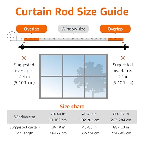 Amazon Basics Adjustable Room Darkening Blackout Curtain Rod - 28" to 48", Black