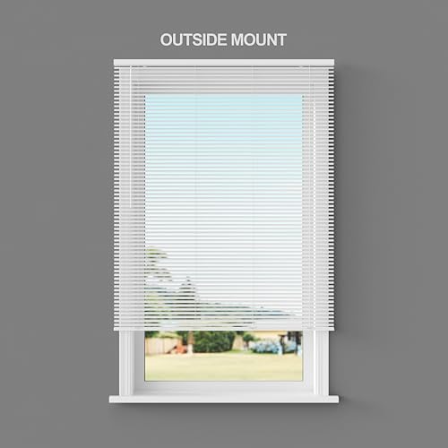 Cordless Room Darkening Mini Blinds for Indoor Windows - 29" W x 64" L - White, Over 1,400 Custom Sizes Starting at $9.97, 1" Vinyl Slats, Horizontal Window Blinds by Lumino