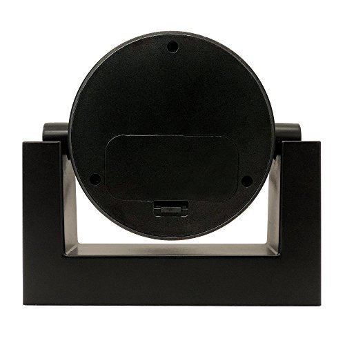 Timekeeper Small Desktop Swivel Clock for Desk, Battery Operated, 6.75" Wide x 2" Tall, Black Frame White Face