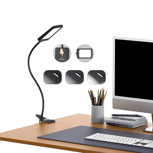 TROND LED Desk Lamp with Clamp, 1000LM Super Bright 3-Level Dimmable Desk Light 6000K Daylight, Extra-Long Flexible Gooseneck Clip on Light, Eye-Care Clamp Lamp for Painting, Workbench,Reading, Sewing
