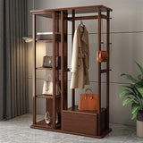 Decorative Full-Length Mirror Solid Wood Dressing Home Bedroom Floor-Standing Clothes Hanger Vertical Fitting with Integrated Coat Rack for Living Room