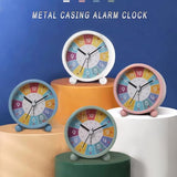 Cute Alarm Clock with Silent Clock Movement Color Coded Time Zones Digital Dial Metal Casing Hands for Teens Bedroom Bedside Kids 12/24 Hour Clock Battery Operated Pink