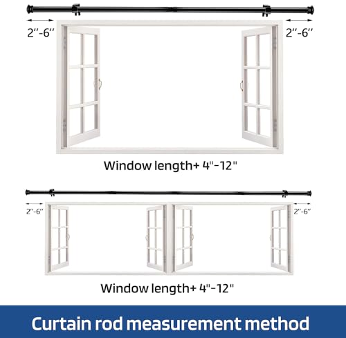 Small Curtain Rods for Windows 30" to 45" 5/8 Inch Standard Decorative Black Curtain Rod with Brackets Easy to Install for Bedroom Living room Kitchen (30",45")