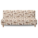 Cowboy Horse Armless Futon Cover Elastic Couch Cushion Cover Removable Futon Sofa Bed Slipcover Adjustable Furniture Protector for Home Living Room Decorations