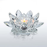 Crystal Lotus Flower Tealight Candle Holders/Glass Tea Light Candlestick Decor Decoration for Christmas Home Wedding Party… (Clean 1pc)