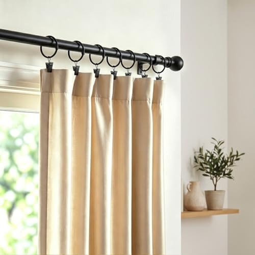 24 Pack 2 Inches Openable Curtain Rings with Clips, Drapery Metal Clip Iron Drapes Hangers Decorative for Windows Rods Rustproof, Black