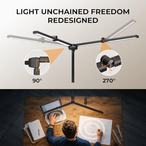 LED Desk Lamps for Home Office,Smart Adjustable Swing Arm Desk Lamp with Clamp,Gooseneck Tall Clip on Desk Light for Sewing,Reading,Drawing,Workbench,Study,Screen,Crafting,Monitor Architect,Computer