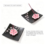 Japanese Ceramic Handmade Cute Cherry Blossom Incense Stick Holder or Incense Burner Holder, Unique Ash Catcher Inscent Tray and Decorative Gift, Home Decor 3.94 inches, Square Pink