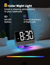 Odokee Digital Alarm Clocks for Bedrooms: Large Bold Number 5 Brightness Dimmer - Easy to Read Across The Room - 5 Alarm Sound 8 Night Light - Silver