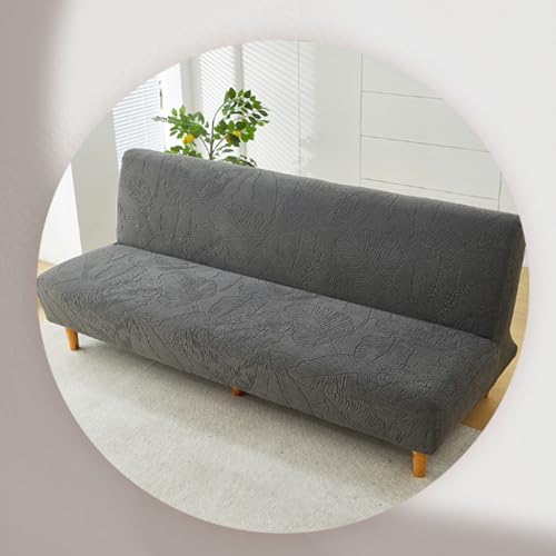 Stretch Futon Slipcover Armless Sofa Bed Cover Snug Fit Protective Fabric Furniture Protector for Living Room Compact Spaces(Dark Gray,Medium)