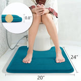 Yimobra Memory Foam Toilet Bath Mat U-Shaped, Soft and Comfortable, Water Absorption, Non-Slip, Thick, Machine Wash and Easier to Dry for Bathroom Commode Contour Rug, 24 X 20 Inches, Peacock Blue