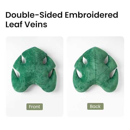 AELS Set of 2 3D Leaves Decorative Throw Pillows, 18"& 14" Monstera Deliciosa Plush Pillow Set for Plant Lovers Garden Lovers, Living Room Bedroom Nursery Decor, Light Green & Dark Green