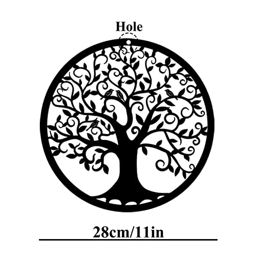 RESACO Tree of Life Wall Art Metal Tree Life Wall Decor Family Tree Wall Plaque 11 Inches Tree of Life Wall Hanging for Bathroom Kitchen Living Room Bedroom Indoor Outdoor（Black）