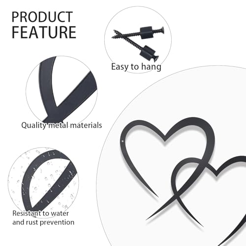 OYEFLY Infinity Heart Metal Wall Decor,Infinity Heart Wall Decor for Room Living,Wedding Decor (Black, style3 11.4 x 10.7in)