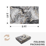 PADOOR Abstract 3'x5' Area Rug, Washable Non-Slip Low Pile, Marble Black