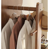 Decorative Wooden Full-Length Mirror Home Bedroom Rotating Floor-Standing Dressing with Clothes Rack for Living Room