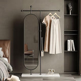 Decorative Simple Floor-Standing Coat Rack, Bedroom Home Dressing Mirror, rotatable Full-Length, Clothes for Living Room(Black,80cm)