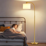 Tall Floor Lamp for Living Room,65'' Modern Standing Lamps with 9W LED Bulb,Elegant Floor Light with Fabric Shade,Gold Tall Lamp for Bedroom Office Study Room Corner Dining Room