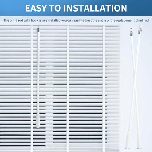 2 Pcs 12 inch Blind Wand, Vertical Blinds Replacement Parts with Hook and Grip, White Fiberglass Blind Tilt Wand, for Windows Curtain Door Shades Opener Accessory