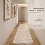 Cotton Diamond Woven Runner Rug 2x6 Feet - Beige, Non Slip Super Soft Farmhouse Space Patio Throw Carpet Ideal for Hallways, Kitchen, Living Room | Neutral Large Bedroom Area Décor Floor Décor Mats