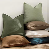 EMEMA Decorative Linen Throw Pillow Covers 20x20 Inch Grass Green