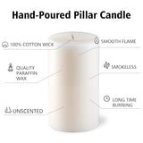 Unscented White Pillar Candles, 6 Packs, Long Clean Burning Pillar Candle for Emergency, Dripless and Smokeless Classic White Candle for Dinnig Table, Home Decor, Church, Christmas, 2.8x4 Inch